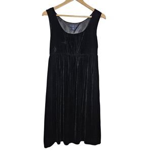Gap Women's Black Velvet Sleeveless Babydoll Goth Y2K Mini Dress Size 2 Tall